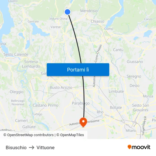 Bisuschio to Vittuone map