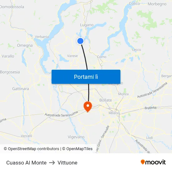 Cuasso Al Monte to Vittuone map