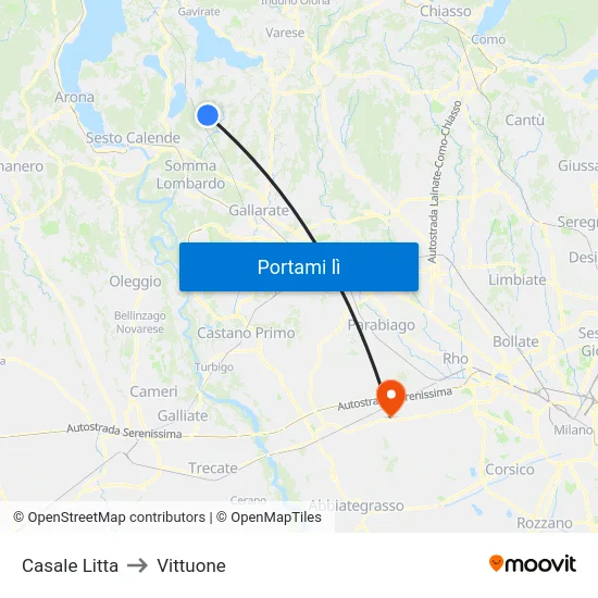 Casale Litta to Vittuone map