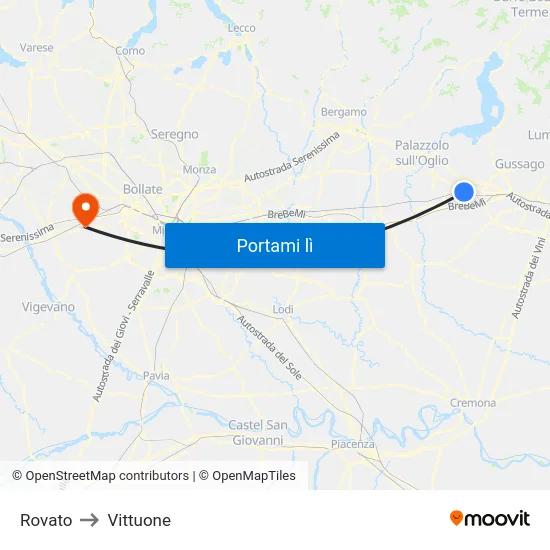 Rovato to Vittuone map