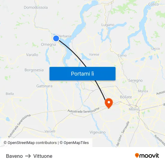 Baveno to Vittuone map