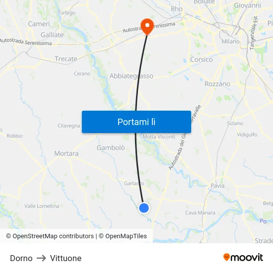 Dorno to Vittuone map