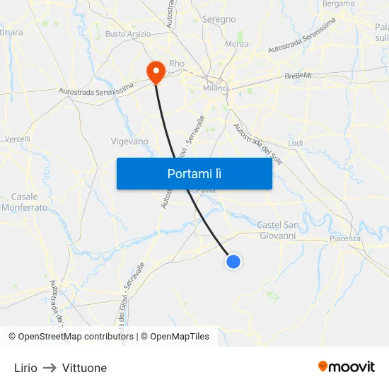 Lirio to Vittuone map