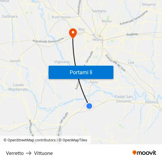 Verretto to Vittuone map