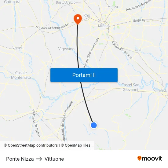 Ponte Nizza to Vittuone map