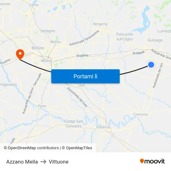 Azzano Mella to Vittuone map