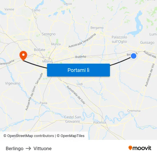 Berlingo to Vittuone map