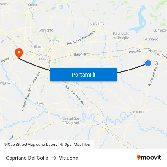 Capriano Del Colle to Vittuone map