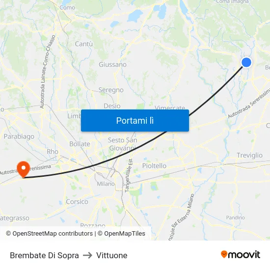 Brembate Di Sopra to Vittuone map