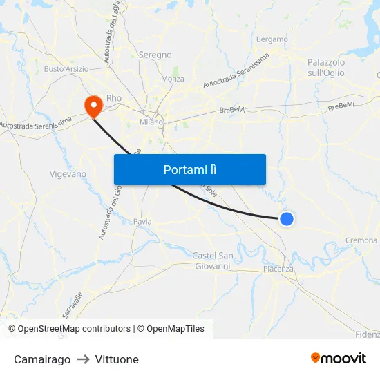 Camairago to Vittuone map
