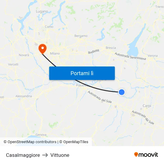 Casalmaggiore to Vittuone map