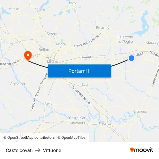 Castelcovati to Vittuone map