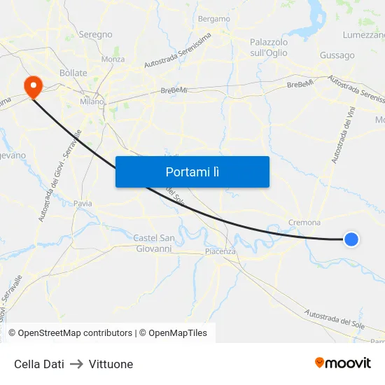 Cella Dati to Vittuone map