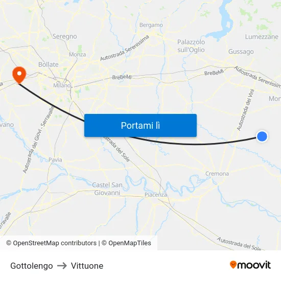 Gottolengo to Vittuone map