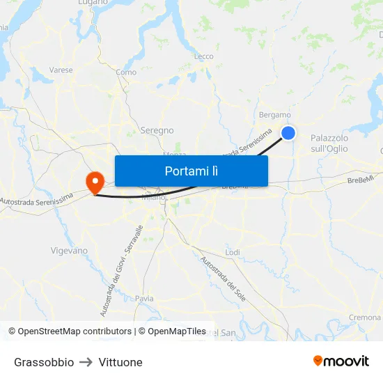 Grassobbio to Vittuone map