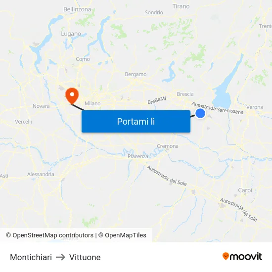 Montichiari to Vittuone map