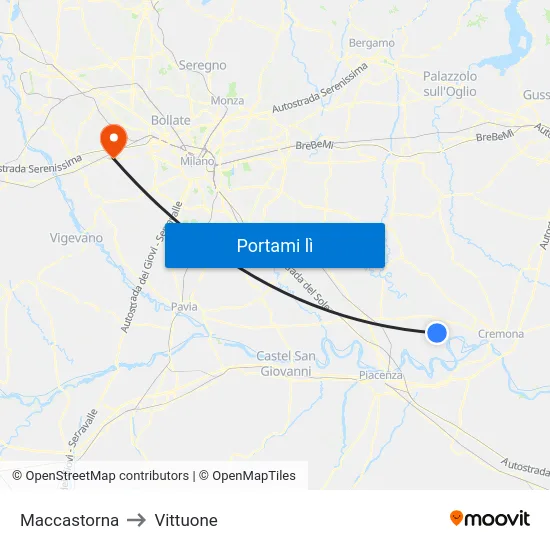 Maccastorna to Vittuone map