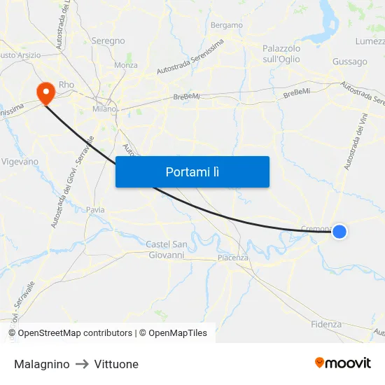 Malagnino to Vittuone map