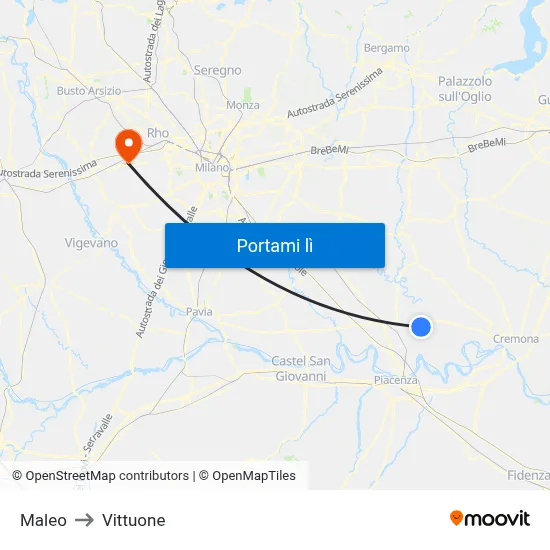 Maleo to Vittuone map