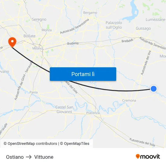 Ostiano to Vittuone map