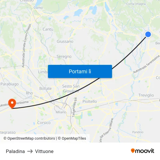 Paladina to Vittuone map