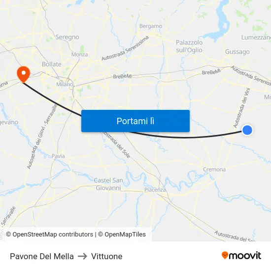 Pavone Del Mella to Vittuone map