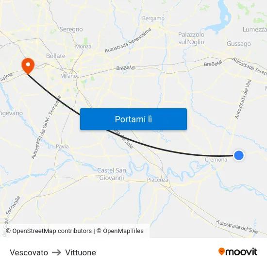 Vescovato to Vittuone map