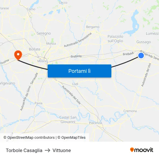 Torbole Casaglia to Vittuone map