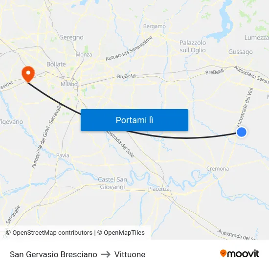 San Gervasio Bresciano to Vittuone map