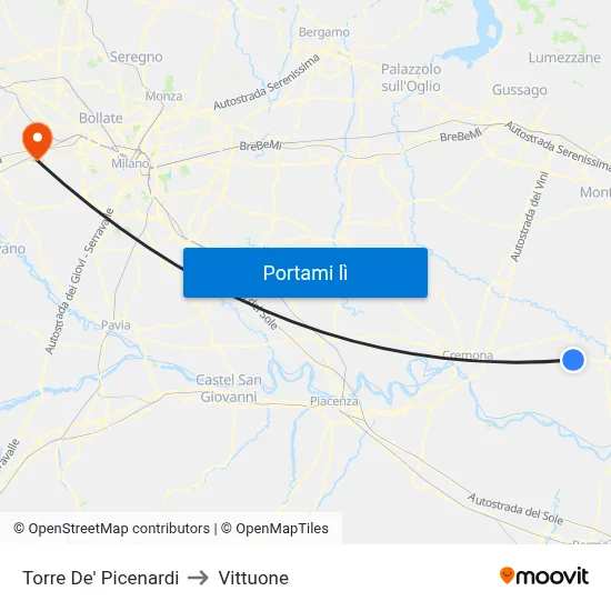 Torre De' Picenardi to Vittuone map