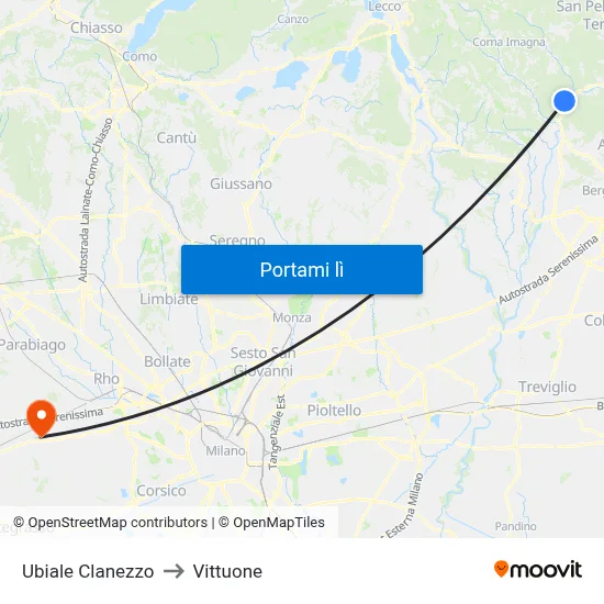 Ubiale Clanezzo to Vittuone map