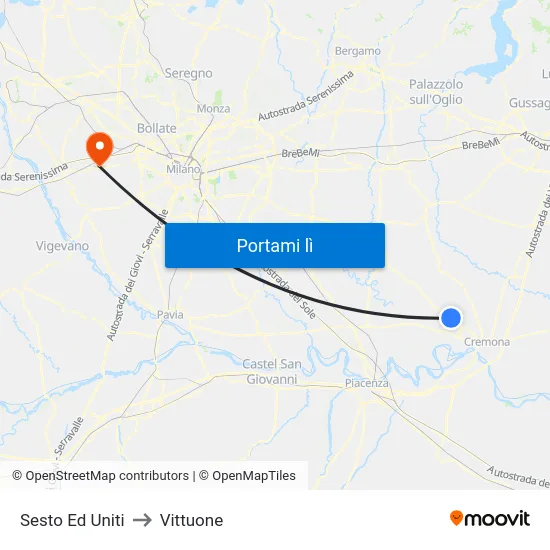 Sesto Ed Uniti to Vittuone map