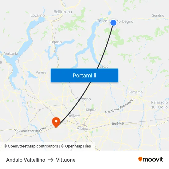 Andalo Valtellino to Vittuone map