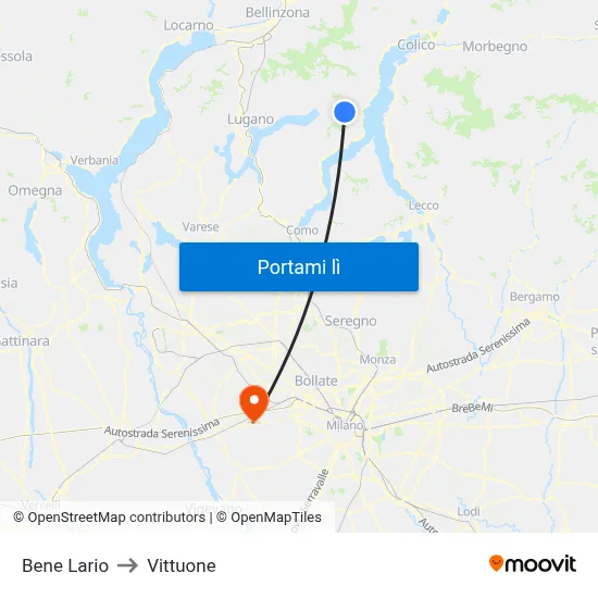 Bene Lario to Vittuone map