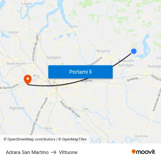 Adrara San Martino to Vittuone map