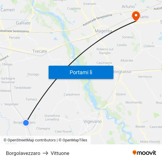 Borgolavezzaro to Vittuone map