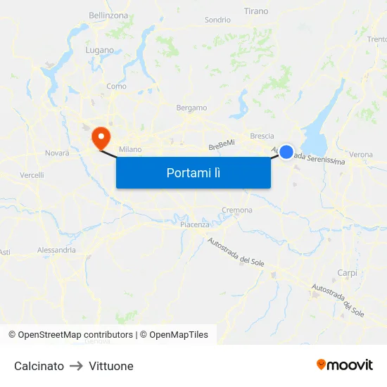 Calcinato to Vittuone map