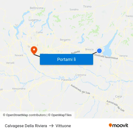 Calvagese Della Riviera to Vittuone map