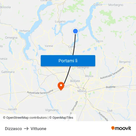 Dizzasco to Vittuone map