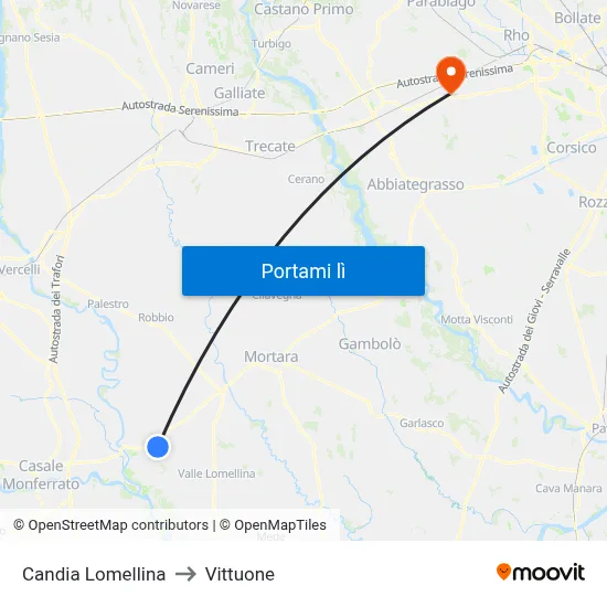 Candia Lomellina to Vittuone map