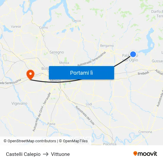 Castelli Calepio to Vittuone map