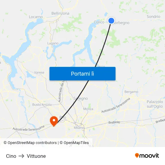 Cino to Vittuone map