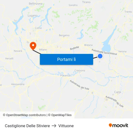 Castiglione Delle Stiviere to Vittuone map