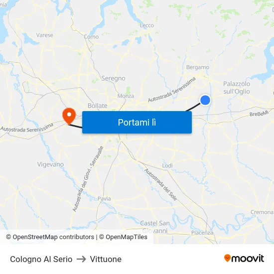 Cologno Al Serio to Vittuone map