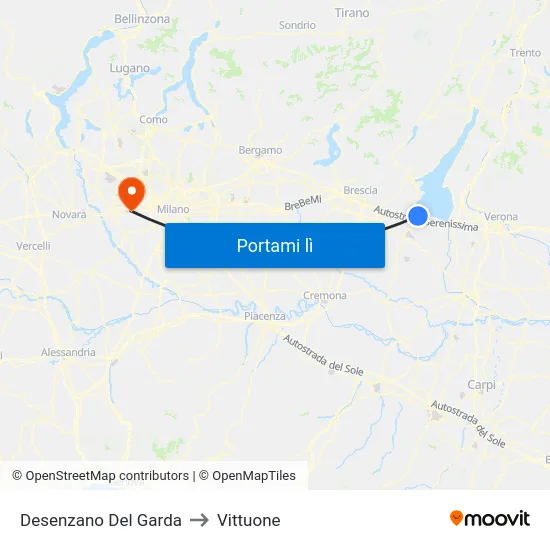 Desenzano Del Garda to Vittuone map