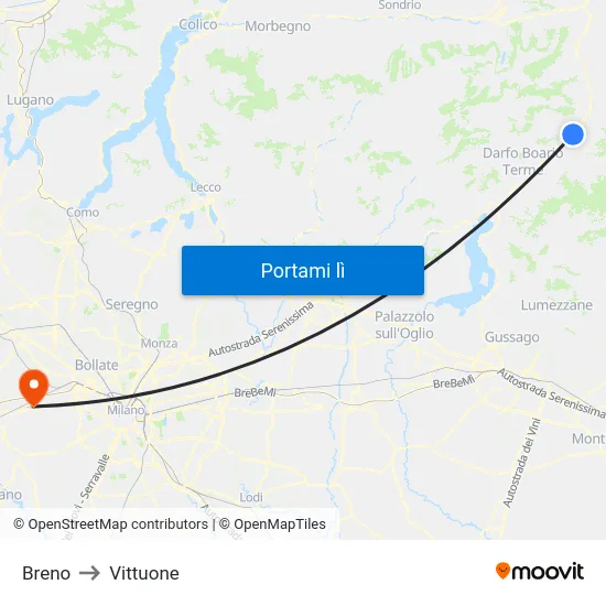 Breno to Vittuone map