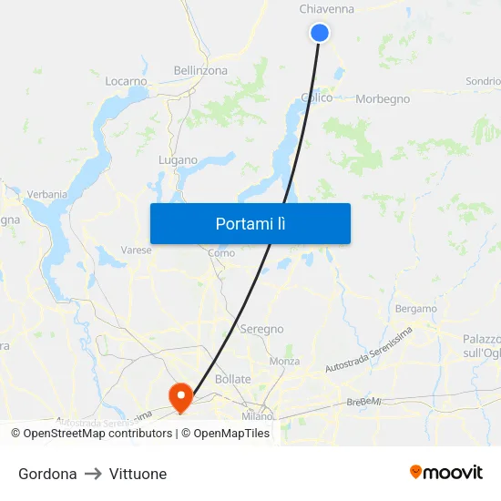 Gordona to Vittuone map