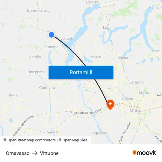Ornavasso to Vittuone map