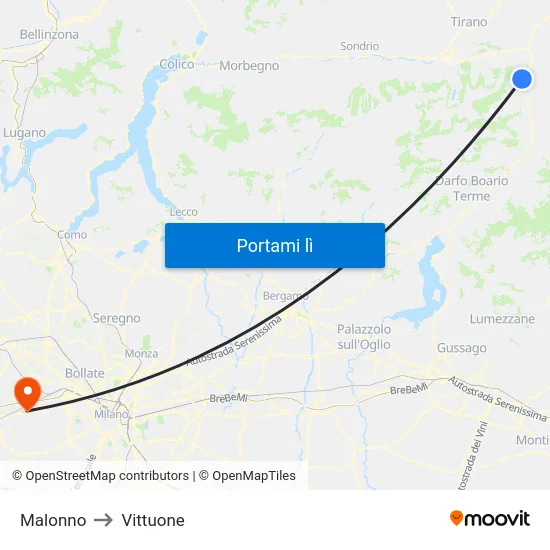Malonno to Vittuone map
