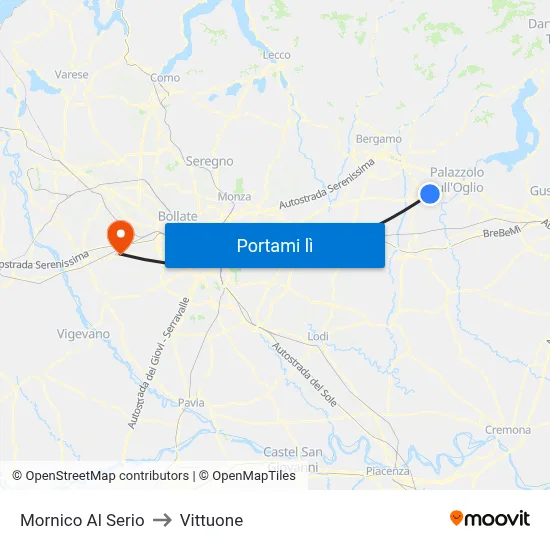 Mornico Al Serio to Vittuone map